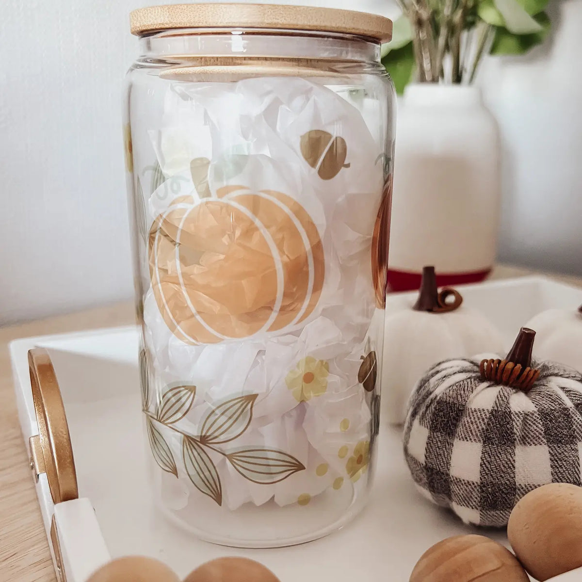 Glass Cup 16 oz with Bamboo Lid and Glass Straw