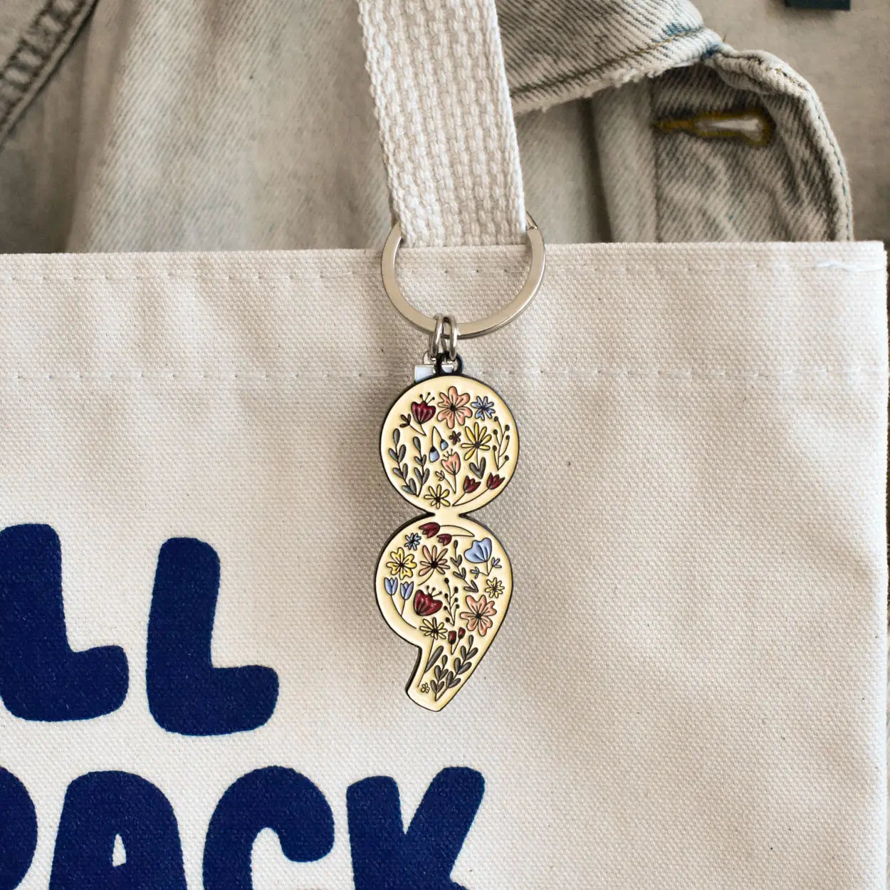 FLORAL SEMICOLON KEYCHAIN